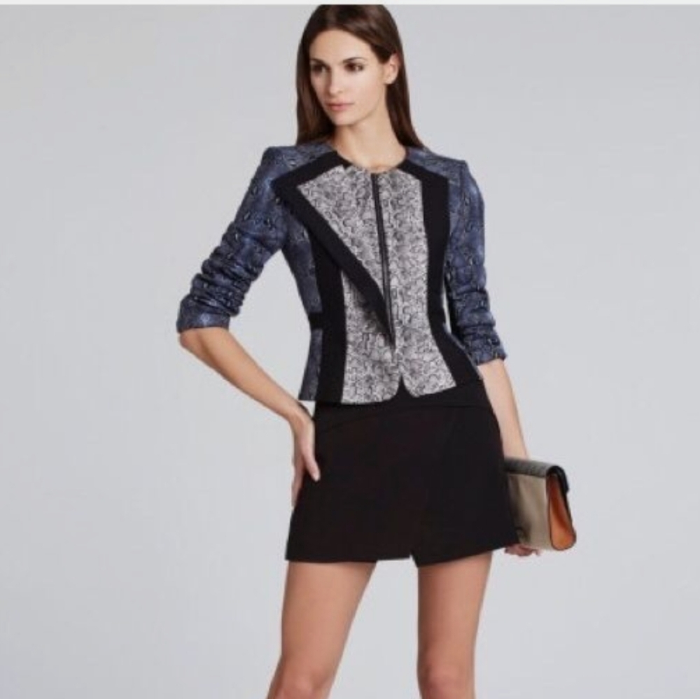 BCBGMAXAZRIA Moto Jacket in snakeskin pattern
